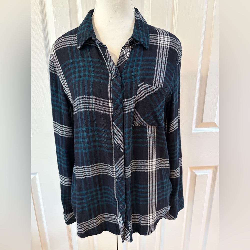 Rails Hunter Indigo Emerald Button Up Shirt Size M